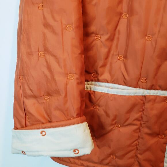 Vintage Givy Embroidered Reversible Quilted Jacket Burnt Orange and Ivory Size M - Picture 10 of 11